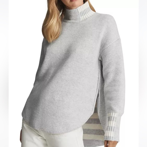 REISS Naomi Wool Striped Roll Neck Sweater - Picture 1 of 14